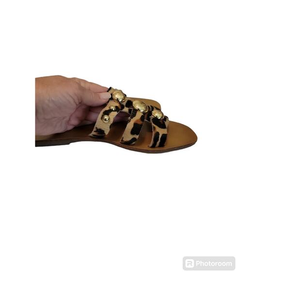 Vince Camuto Sandals Slides Hethem Leopard Print Studded Flats Womens Sz 7 - Picture 4 of 6